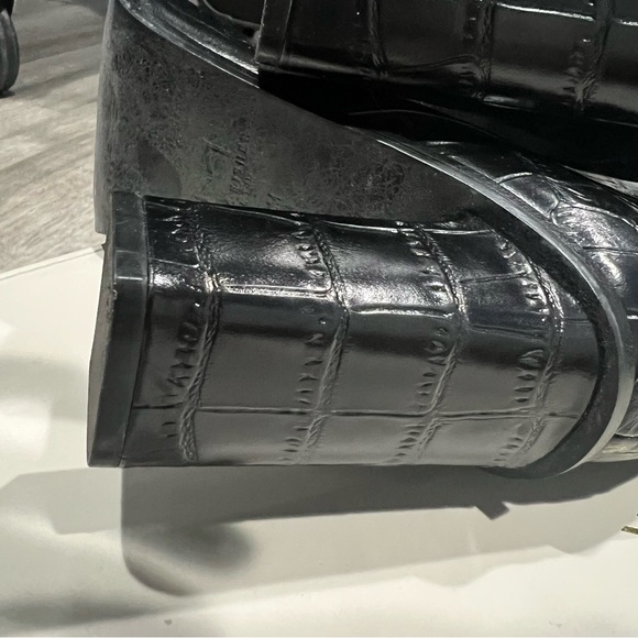 Marc Fisher Black Croc-Embossed Over the Knee Boots- Unella - Picture 7 of 9